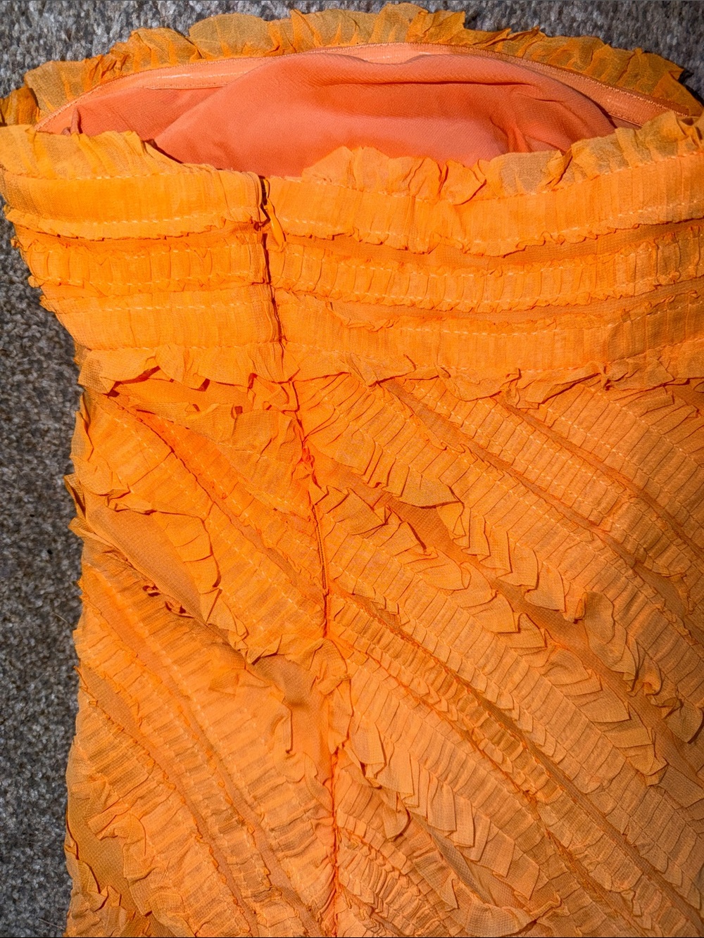 Orange Ruffled Strapless Dress - Picture 4 of 6